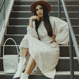 COTTON CANDY MIDI DRESS CREAM CHICH WISH